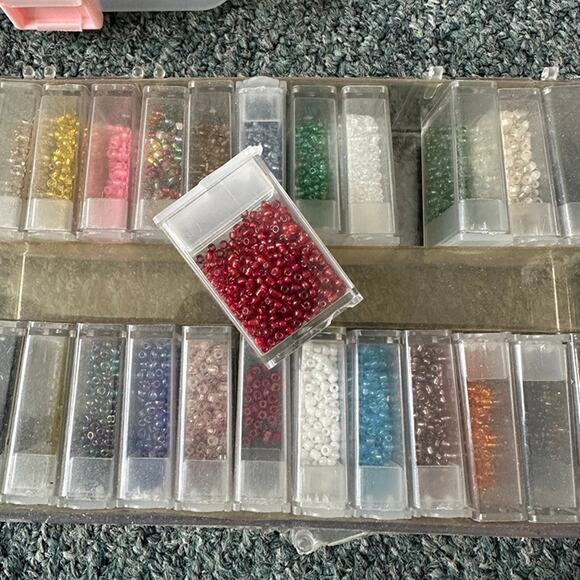 HUGE LOT - Seed Beads, Opaque, Lined, Some Bugle Beads, Containers INCLUDED! - Picture 2 of 7